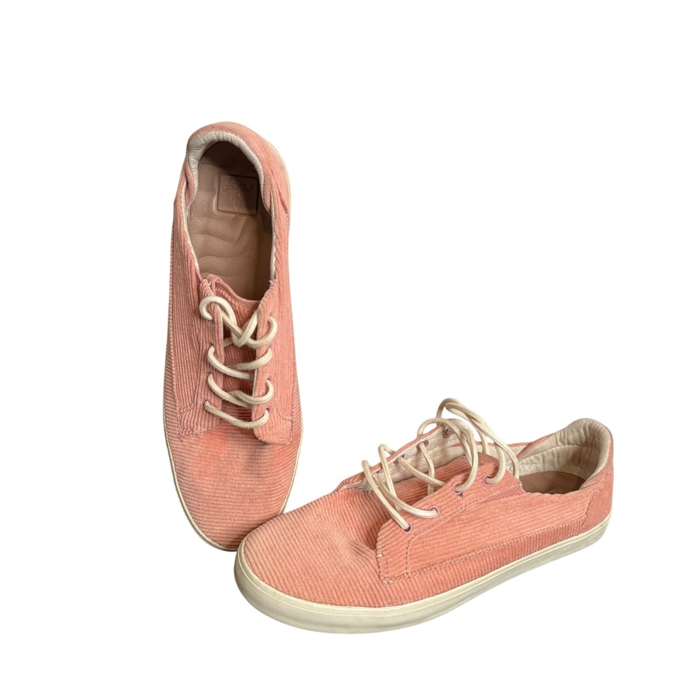 Reef‎ Pastel Pink Corduroy Lace Up Sneakers Size 8 Beachy BOHO Retro Skater
